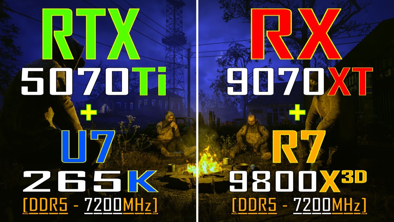 RX 9070XT + RYZEN 7 9800X3D vs RTX 5070Ti + CORE U7 265K || PC GAMES ...