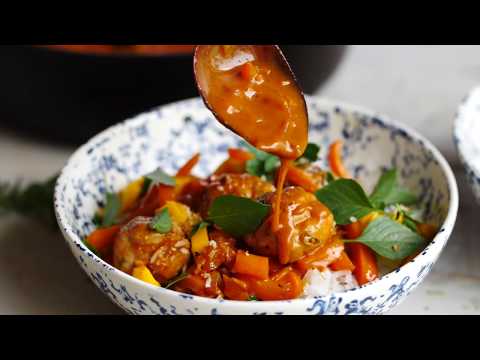 Weeknight 30 Minute Coconut Curry Chicken Meatballs