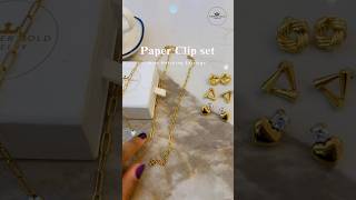 Paper CLIP set with matching earrings Style- Forever Gold designs #18kgoldjewelry