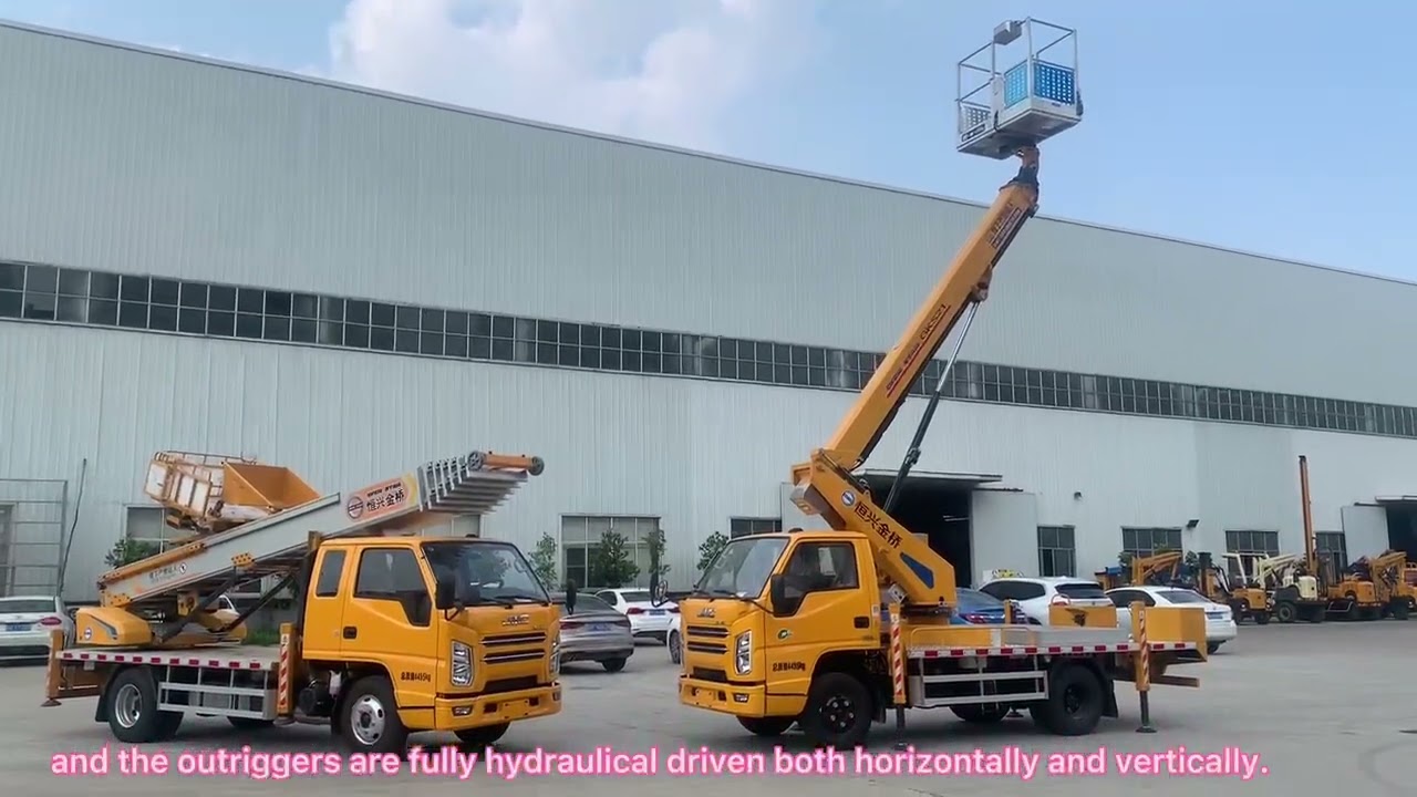 32M ladder lift truck and aerial work platform 21M testing before delivery.