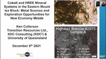 Ken Collerson - Cobalt and HREE Mineral Systems in the Eastern Mount Isa Block