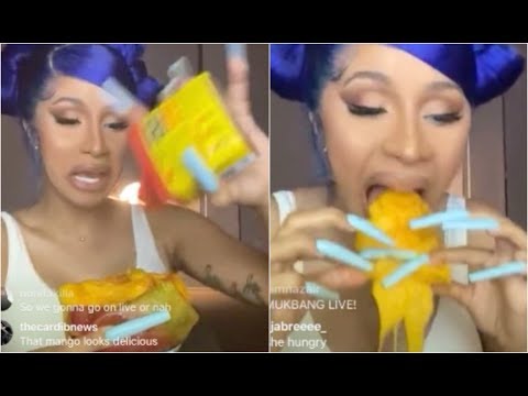 Cardi B ASMR Eating Mango With Old Bay Crab Seasoning Smacking And Burping