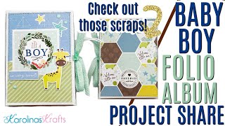 Interactive Baby Boy Trifold Folio Album Project Share using Echo Park Sweet Baby Boy Collection Kit