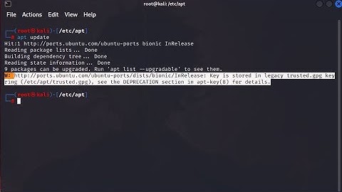 How to fix  this error (Key is stored in legacy trusted.gpg keyring  (/etc/apt/trusted.gpg) | Kali