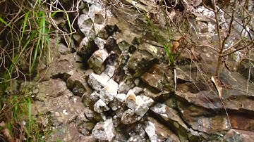 Columnar jointing in a basaltic dyke / Disjunção prismática num dique basáltico