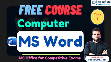 MS Word for Competitive Exams | Class-1 | MS Office by Sunil Saini Sir