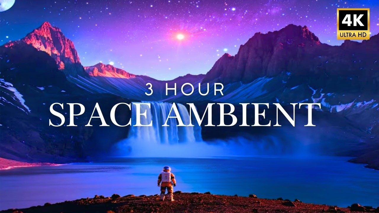 4K 3 Hour Space Ambient Waterfall - white Noise Ambient