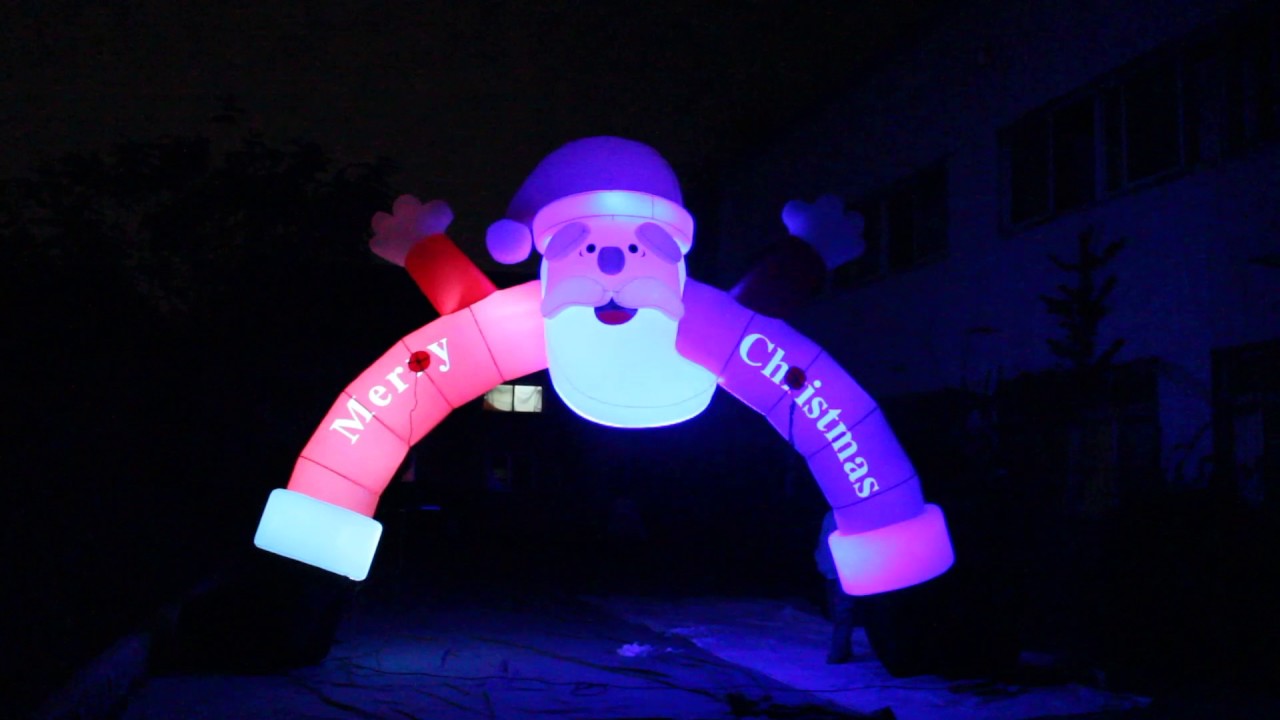 inflatable world LED light color santa inflatable arch for Xmas