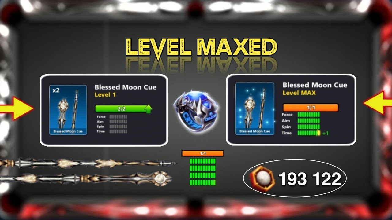 Level "1" To Level "MAX" 😍 Blessed Moon Cue & New Crypt Ring - 8 Ball Pool