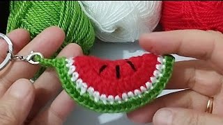 Kolay karpuz dilimi anahtarlık süs yapımı🎁 easy crochet