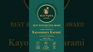 Best Researcher Award 2026 | Kayoomars Karami | Physics and Astronomy | Global Recognition