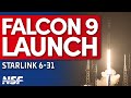 SpaceX Falcon 9 Launches Starlink 6-31