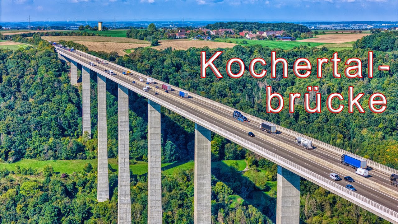 Kochertalbrücke, höchste Autobahnbrücke Deutschlands, DJI Air 3