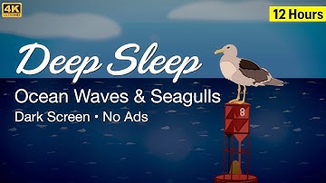 Ocean Waves and Seagulls for Deep Sleep, Dark Screen, 12 Hours, No Ads, 4K, Ocean Sounds for Sleep.