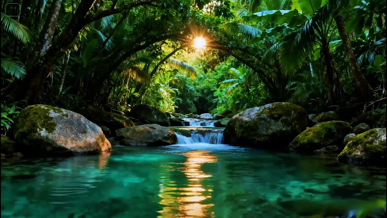 Serene Forest Ambience Sounds | River Flowing Sounds for Deep Rest | Morning Birds Chirping Ambience