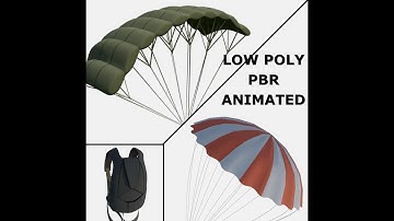 Parachute low poly animated 3d model showcase #shorts