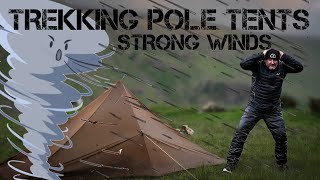 Trekking pole tents in strong wind