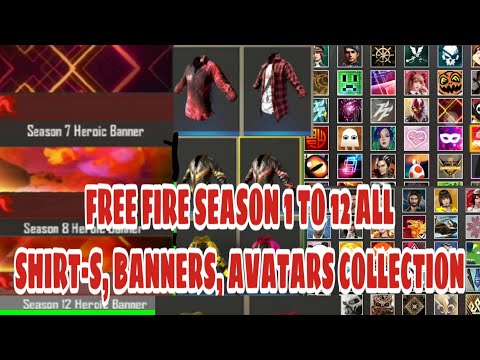 OLDEST COLLECTION,FREE FIRE ALL RANK SEASON BANNER, T-SHIRT, AVATARS FULL REVIEW IN ONE VIDEO, PROGA