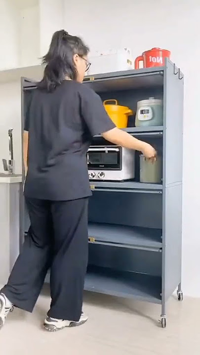 Kitchen Home Storage Organizer Cabinet Shelves with Doors & Wheels