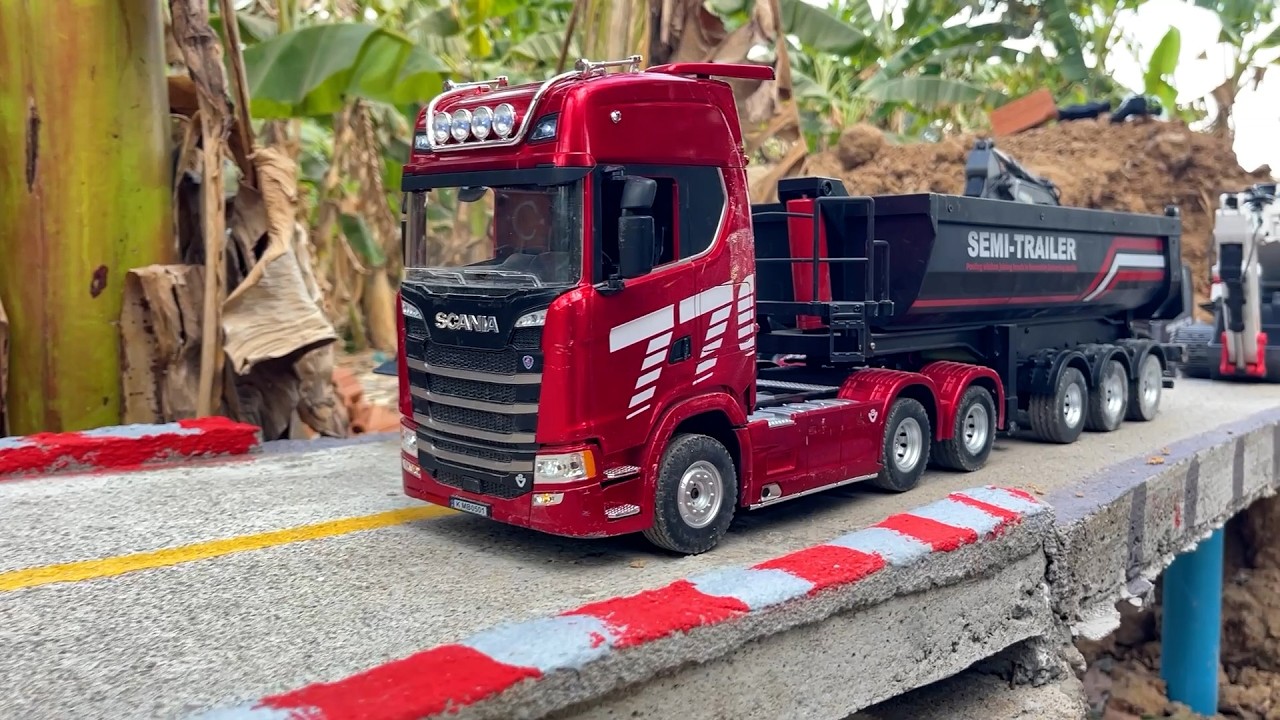 EP #12 !Transport On The Road Huina 1536 Dump Truck - Huina 1594 Excavator - Scania 770 Dump Trailer