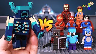 마인크래프트 워든 vs 레고 슈퍼 히어로 애니메이션 / Minecraft warden vs Lego super hero stop motion animation