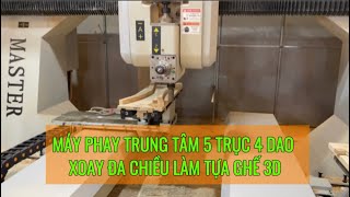 Máy Phay Trung Tâm 5 Trục 4 Dao Xoay Đa Chiều Làm Tự Ghế 3D - Woodmaster - PRO-MASTER-T4H