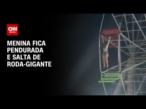 Menina fica pendurada e salta de roda-gigante