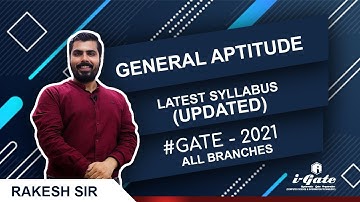 Gate 2021 (IIT Bombay) | Aptitude Syllabus | All Branches | Rakesh Sir | iGate Bhilai