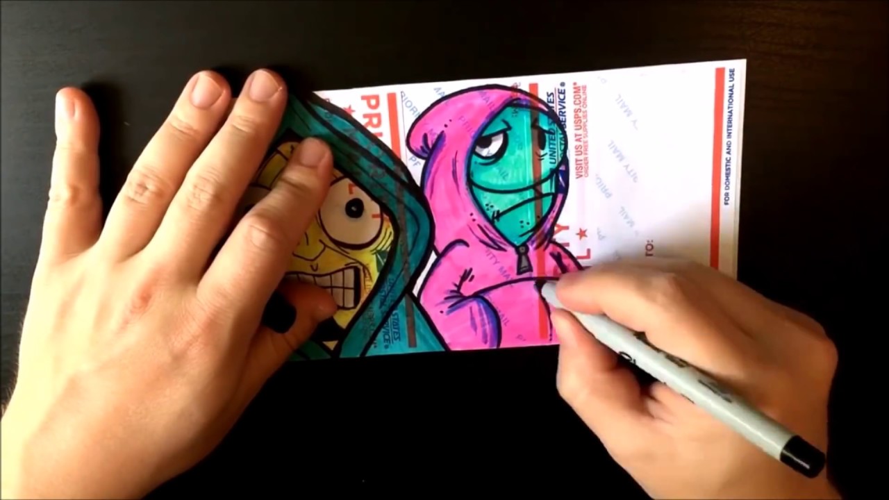 JOSH Collaboration with WIZARD -  Drawing a Hoodie character - graffiti sticker