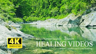 【4K】癒しBGMと川のせせらぎ自然音（3時間）healing sound