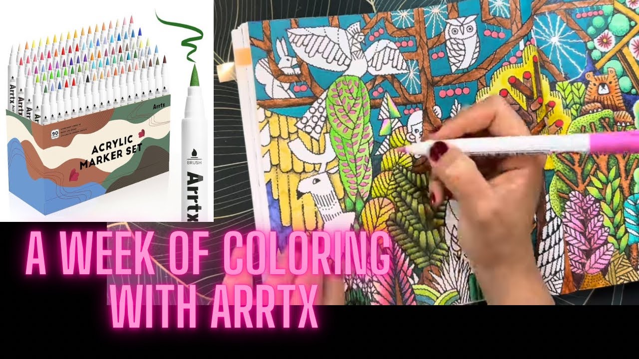 Неделя раскрашивания акриловыми маркерами Arrtx, набор из 90 шт. / Раскрашивание для взрослых
