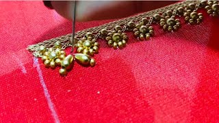 Simple and elegant beads work // Aari embroidery work blouse design