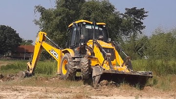 Village Road Construction, JCB Backhoe Moving Difficult Place