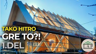 Potek montaže lesene hiše | 1.del – Lesene konstrukcije Lap | Lesena gradnja