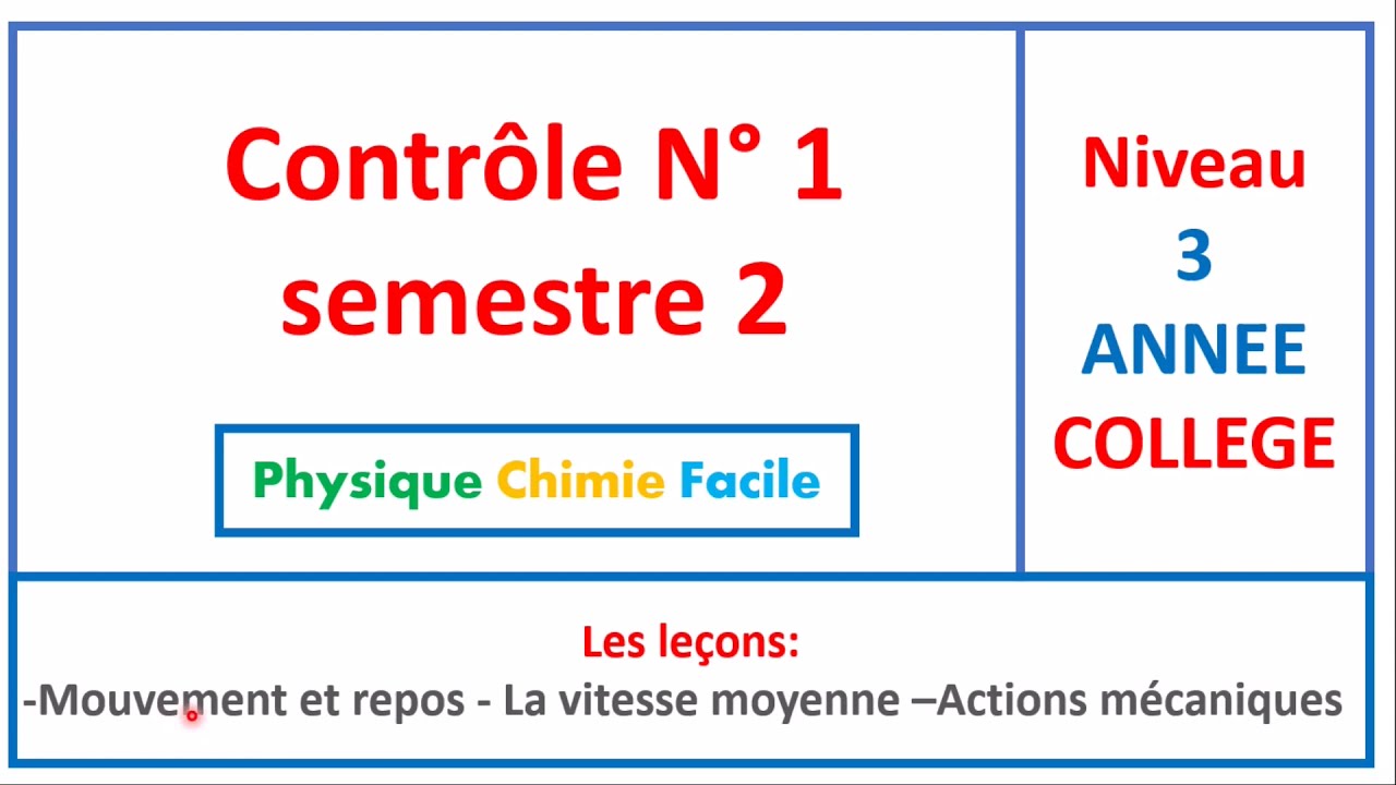 contrôle 1 semestre 2 pour les 3eme année collège