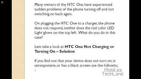 HTC One Not Charging or Turning On - Solution