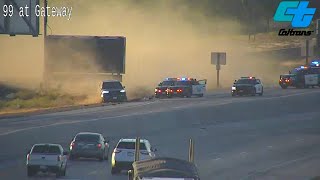 Hours long highway chase ends on traffic camera