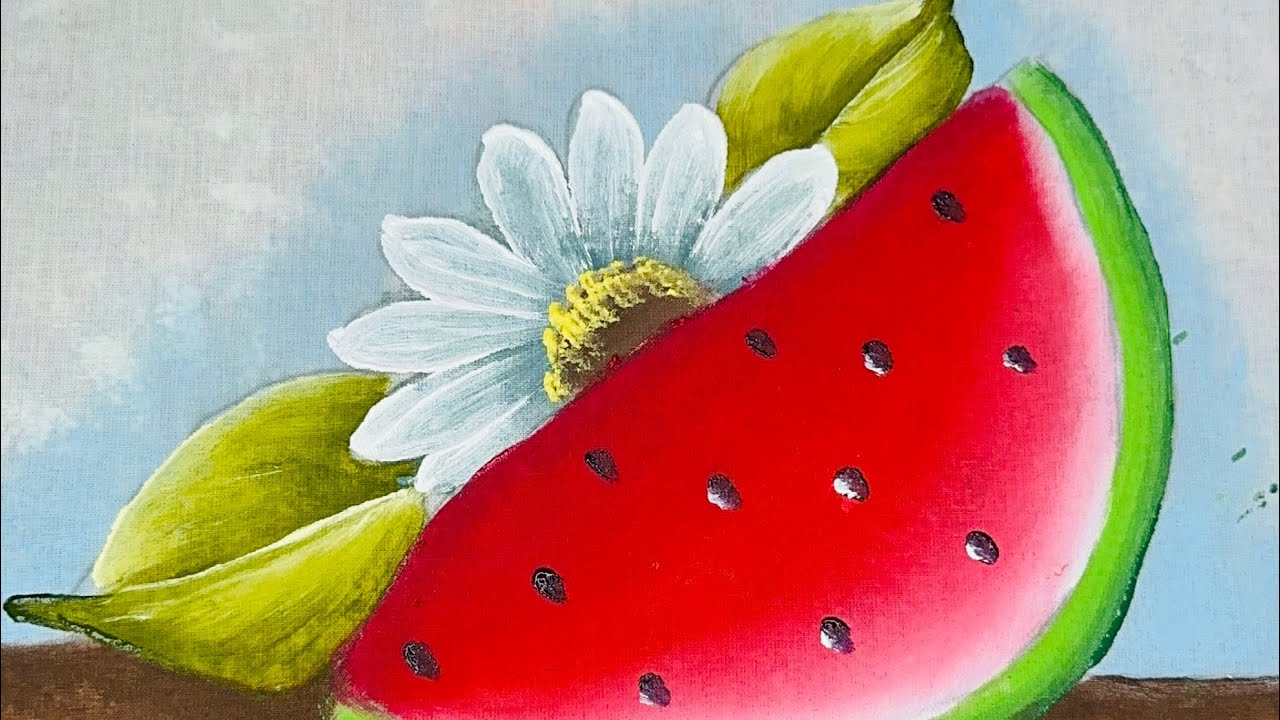 Aprenda a pintar frutas com flores 