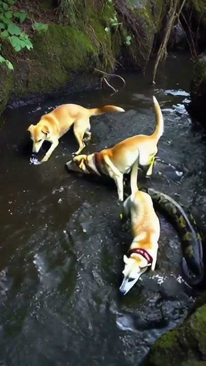 The dogs discovered the giant python. - YouTube
