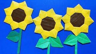 夏の折り紙】簡単で可愛いひまわりの折り方 夏の花 ヒマワリの壁面飾り