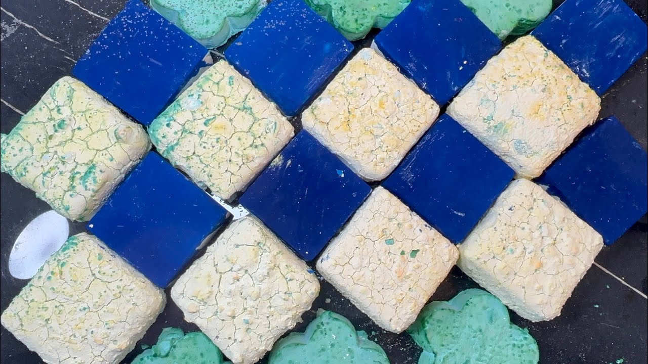 Pasted Blocks and Blue Dusty Chalk | Oddly Satisfying 