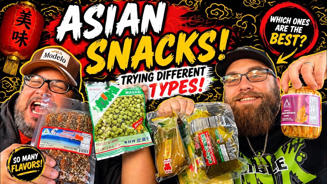 Trying different types of Asian snacks! - YouTube