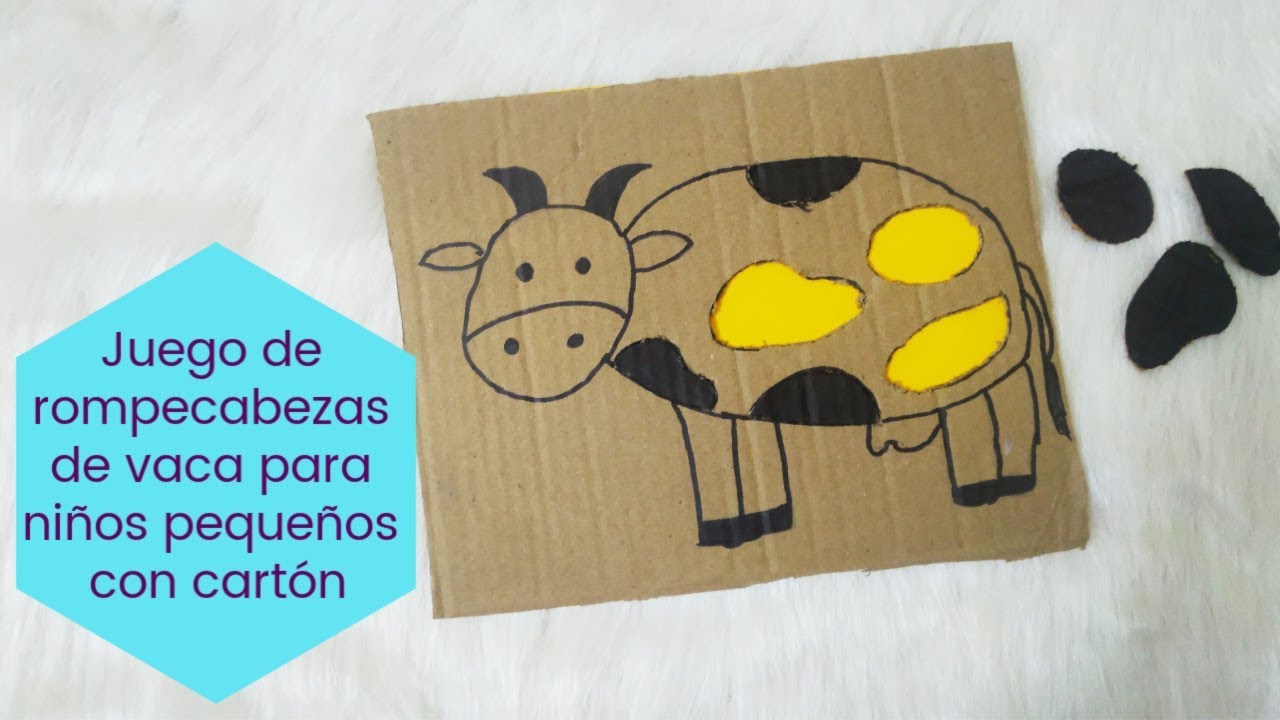Juego de rompecabezas de vaca sin hijos pequeños con cartón - YouTube