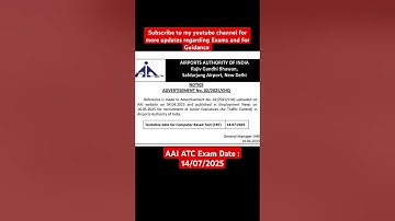 AAI ATC Exam Date | BTech | #aai #atc#examdate#latestjobs#govtjobs