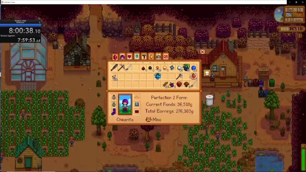 Perfection in 38:45:32.160 by Chikorita - Stardew Valley Category Extension  - Speedrun