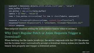 How to Download a CSV from a Protected Django API Using axios or fetch in React