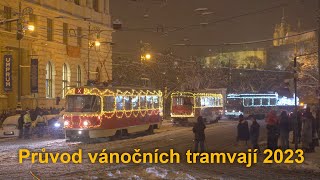 Průvod vánočních tramvají a autobusů v Praze, 2.12.2023 | Christmas trams in Prague