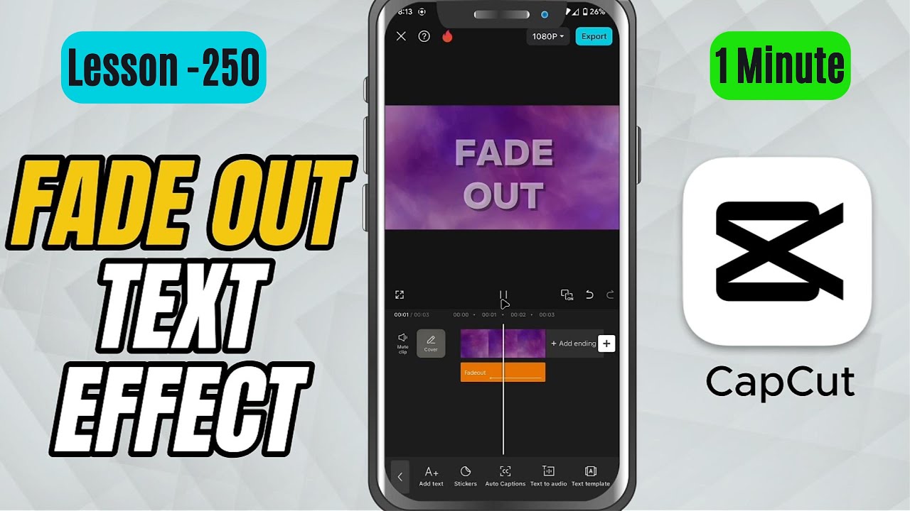 Как добавить анимацию затухания текста в CapCut Mobile — Урок 250. Учебное пособие по CapCut.