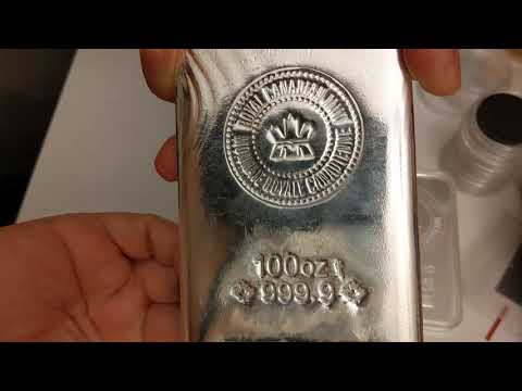 100 Ounce Royal Canadian Mint Silver Bar Versus 10 Ounce Royal Canadian Mint Silver Bar. Silver !
