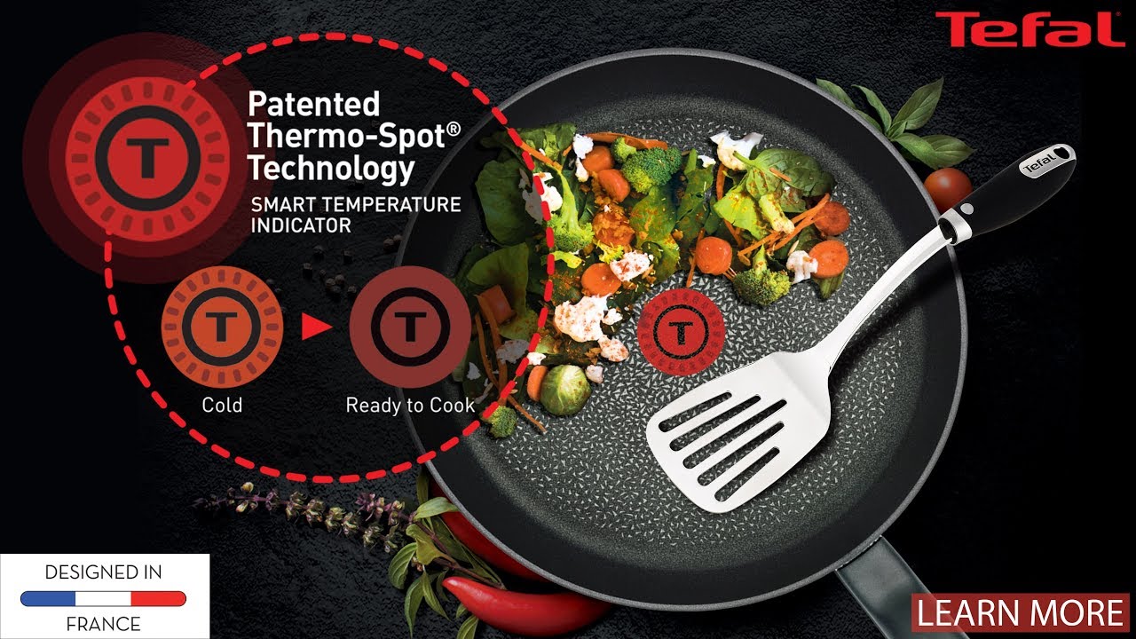 Te huis Onderzoek Tefal Thermo-Spot® technology, tells you when to start cooking - YouTube